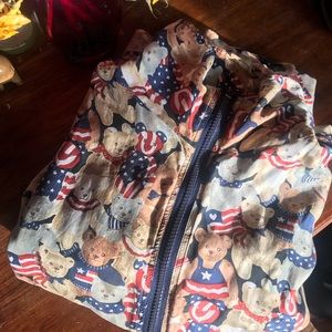 100% SILK PATRIOTIC TEDDY ZIP UP